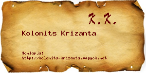 Kolonits Krizanta névjegykártya